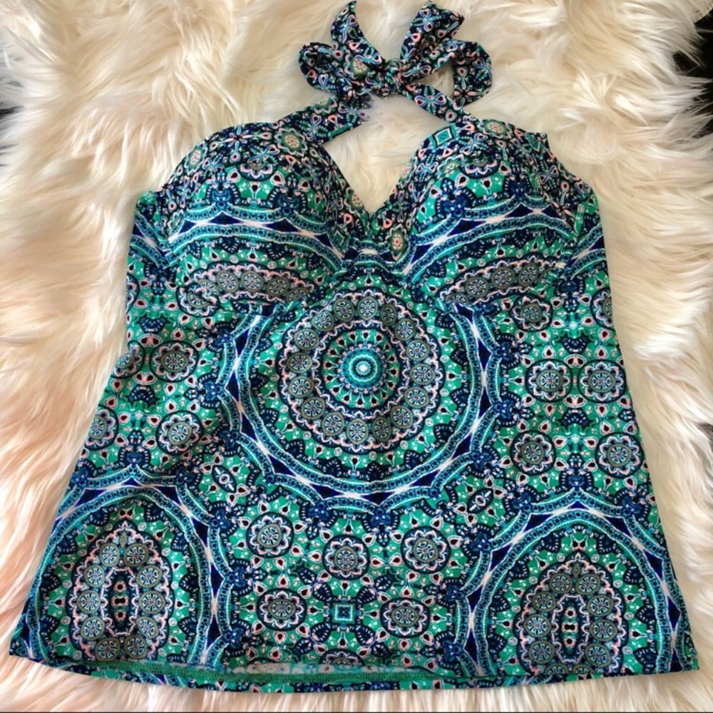 Jessica Simpson Teal Multicolor Tankini